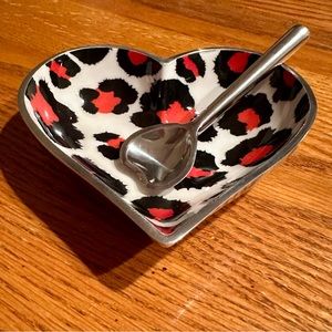 NWT Inspired Generations Leopard Lil Heart Decorative Dish With Spoon